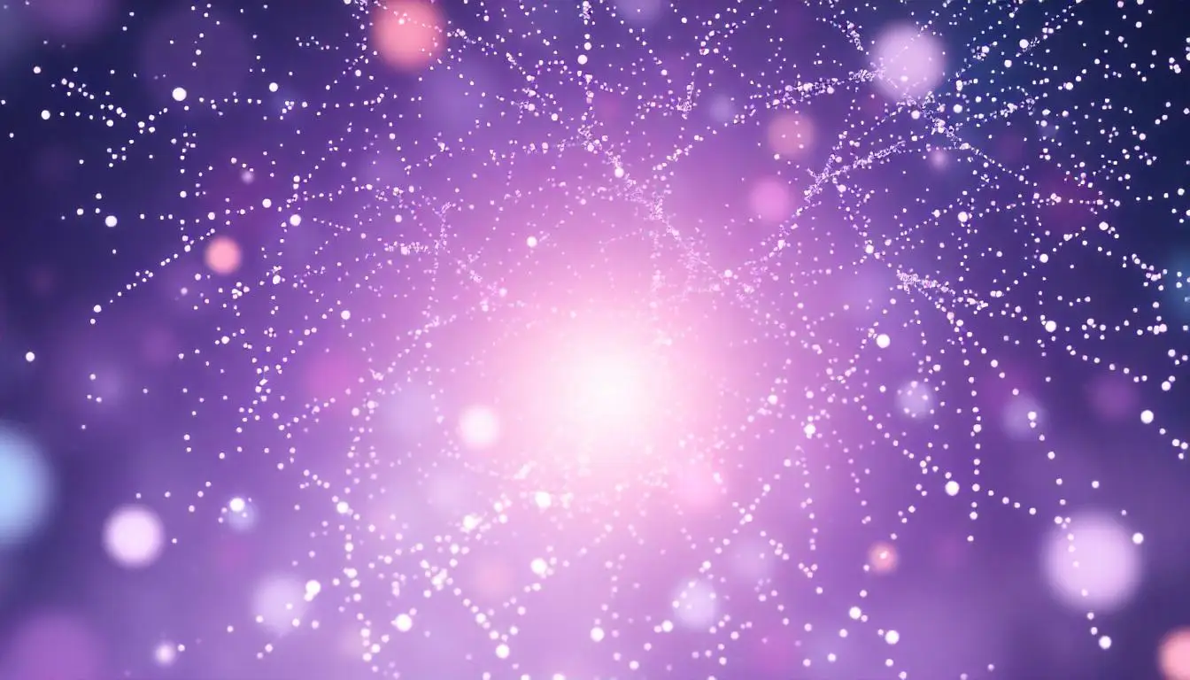 An image of the quantum realm showing interconnected dots of energy into a cosmic web depicting quantum physics and how everything is intertwined for manifestation.